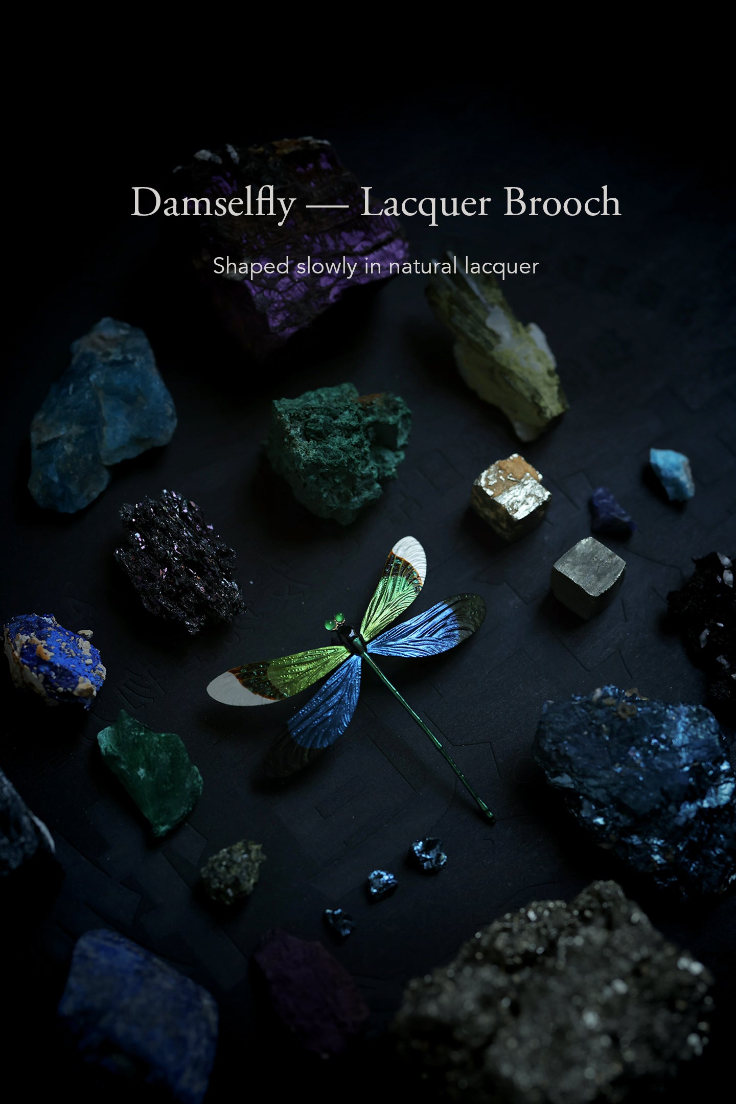 Damselfly — Silver Lacquer Brooch
